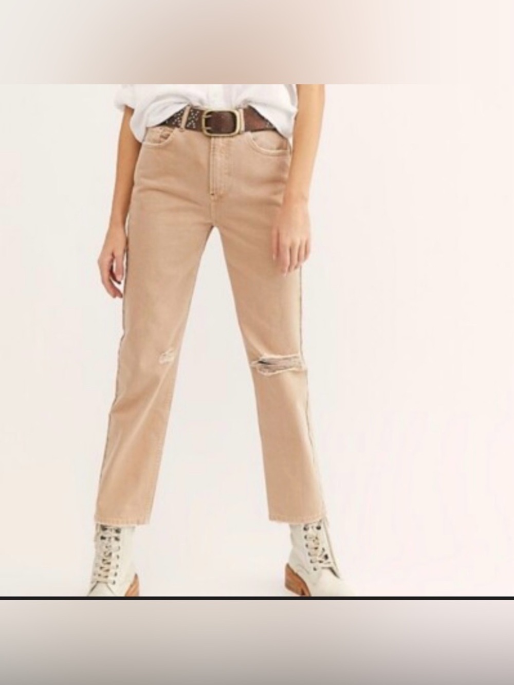 We The Free Free People Dakota Distressed High Rise Straight Leg Jeans - 29